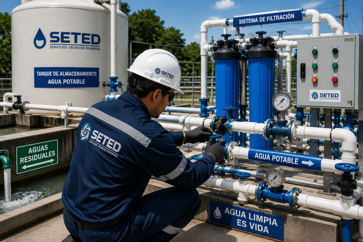 Instalación para agua potable y aguas residuales